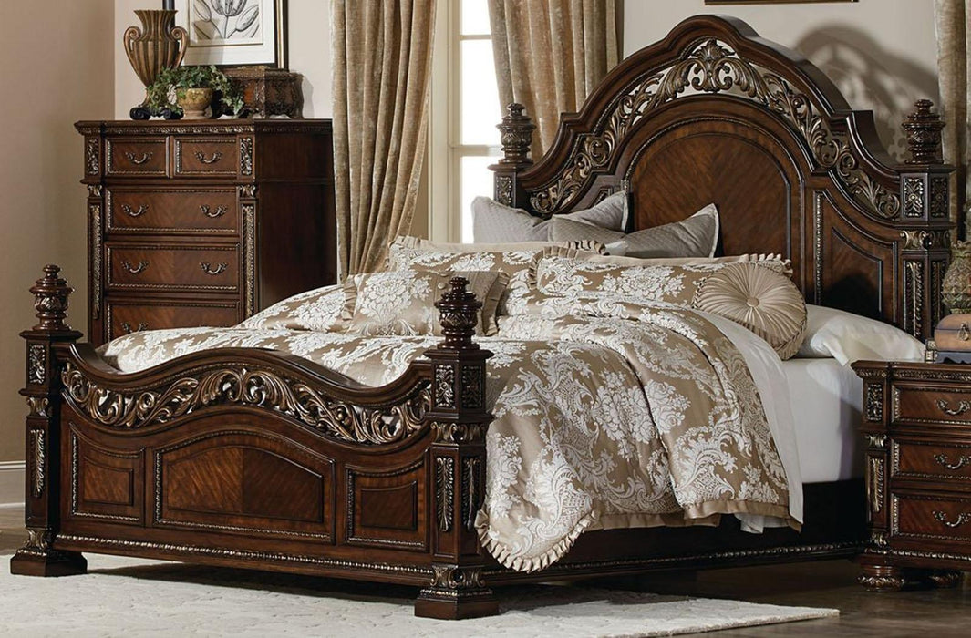 Catalonia Queen Poster Bed in Cherry 1824-1 - Home Furniture And More (Brentwood, MD)
