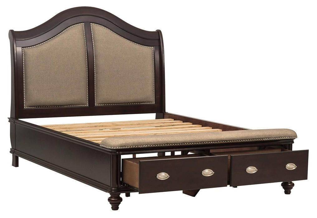 Marston Queen Sleigh Storage Bed in Dark Cherry 2615DC-1 - Home Furniture And More (Brentwood, MD)