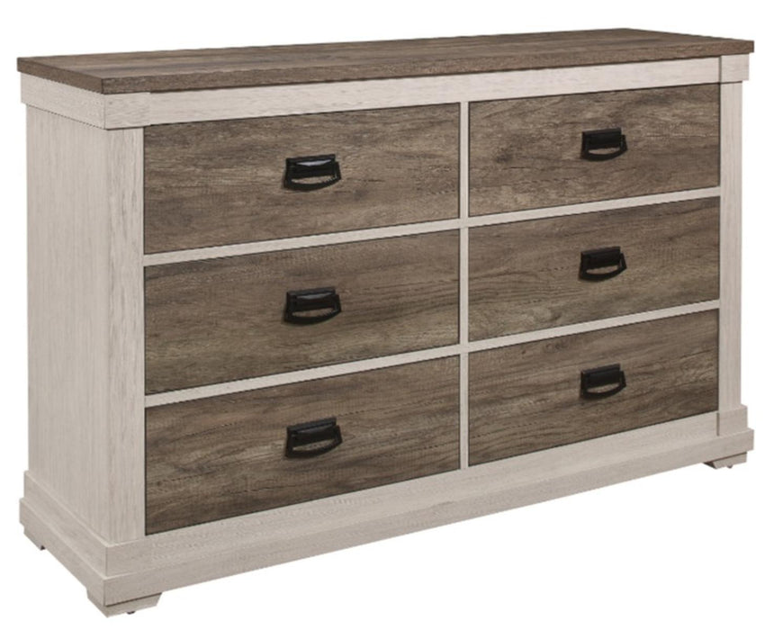 Arcadia Dresser in White & Weathered Gray 1677-5 - Home Furniture And More (Brentwood, MD)
