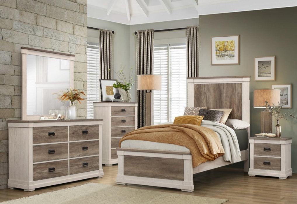 Arcadia Nightstand in White & Weathered Gray 1677-4 - Home Furniture And More (Brentwood, MD)