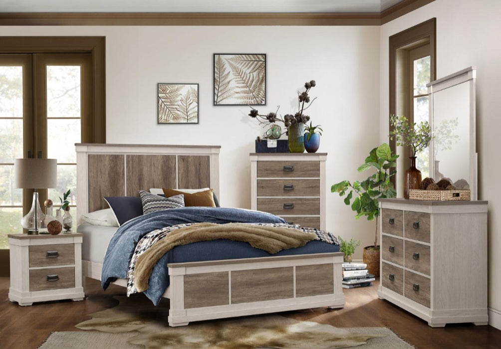 Arcadia Nightstand in White & Weathered Gray 1677-4 - Home Furniture And More (Brentwood, MD)