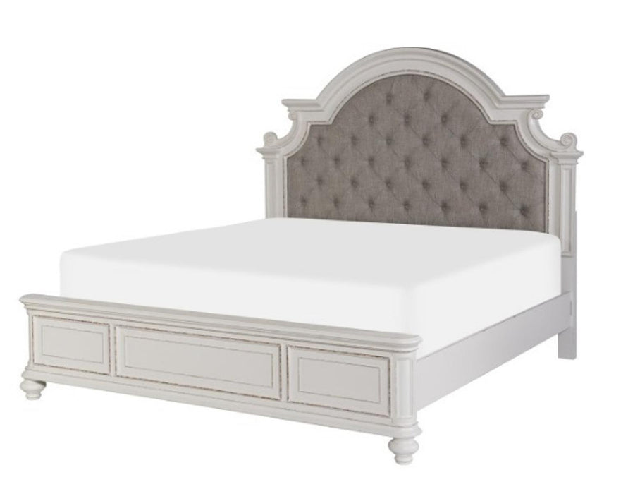 Baylesford Queen Upholstered Panel Bed in Antique White 1624W-1* - Home Furniture And More (Brentwood, MD)