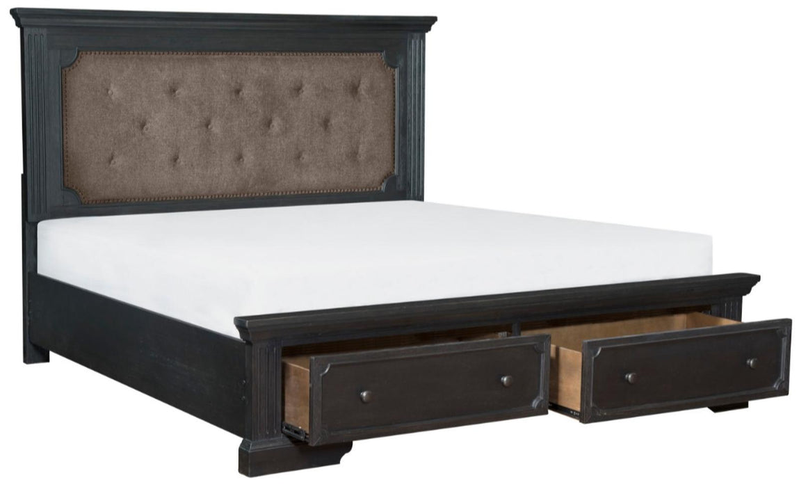 Bolingbrook King Upholstered Storage Platform Bed in Coffee 1647K-1EK* - Home Furniture And More (Brentwood, MD)