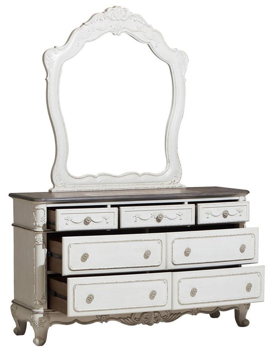 Cinderella 7 Drawer Dresser in Antique White with Grey Rub-Through 1386NW-5 - Home Furniture And More (Brentwood, MD)