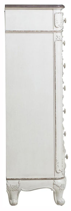 Cinderella 7 Drawer Tall Chest Antique White with Grey Rub-Through 1386NW-12 - Home Furniture And More (Brentwood, MD)