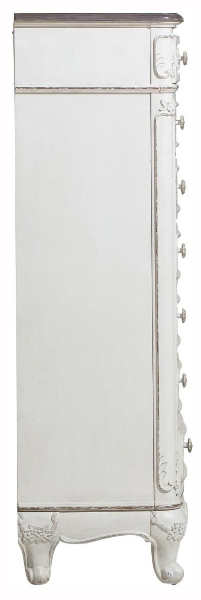 Cinderella 7 Drawer Tall Chest Antique White with Grey Rub-Through 1386NW-12 - Home Furniture And More (Brentwood, MD)