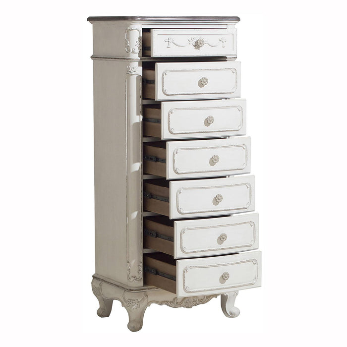 Cinderella 7 Drawer Tall Chest Antique White with Grey Rub-Through 1386NW-12 - Home Furniture And More (Brentwood, MD)