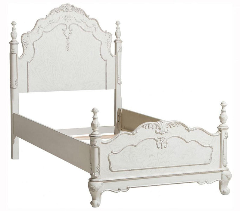 Cinderella Twin Poster Bed in Antique White 1386TNW-1* - Home Furniture And More (Brentwood, MD)