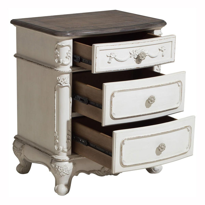 Cinderella Night Stand in Antique White with Grey Rub-Through 1386NW-4 - Home Furniture And More (Brentwood, MD)