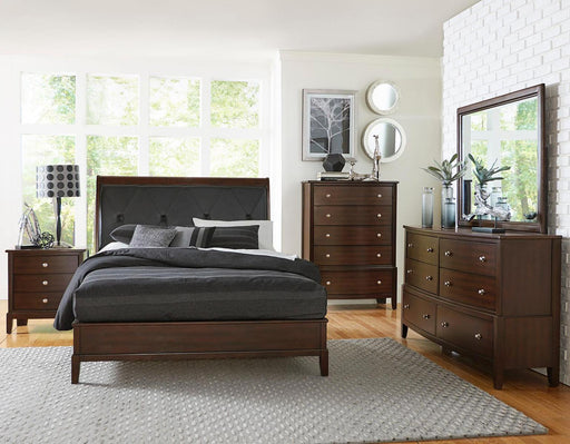 Cotterill Queen Upholstered Sleigh Bed in Cherry 1730-1 - Home Furniture And More (Brentwood, MD)
