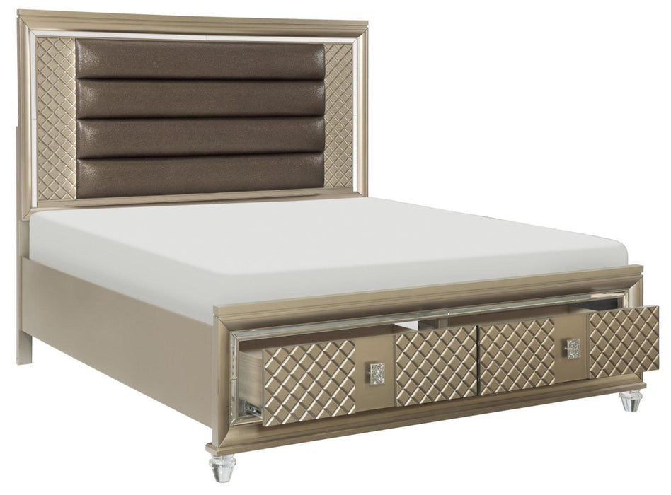 Loudon King Platform with Storage Bed in Champagne Metallic 1515K-1EK* - Home Furniture And More (Brentwood, MD)