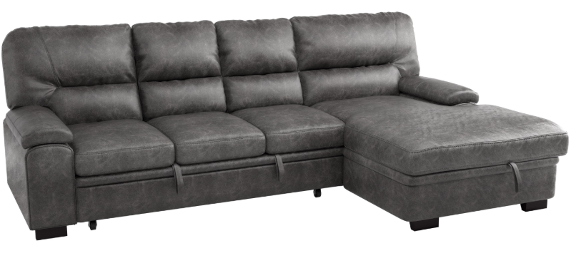 Michigan Sectional with Pull Out Bed and Right Chaise in Dark Gray 9407DG*2RC3L - Home Furniture And More (Brentwood, MD)