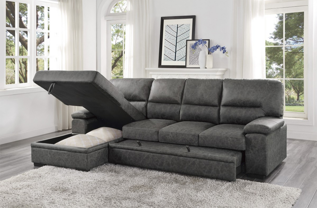 Michigan Sectional with Pull Out Bed and Left Chaise in Dark Gray 9407DG*2LC3R - Home Furniture And More (Brentwood, MD)