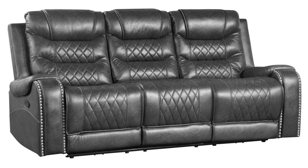Putnam Double Reclining Sofa with Drop-Down in Gray 9405GY-3 - Home Furniture And More (Brentwood, MD)