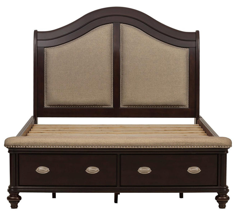 Marston Queen Sleigh Storage Bed in Dark Cherry 2615DC-1 - Home Furniture And More (Brentwood, MD)