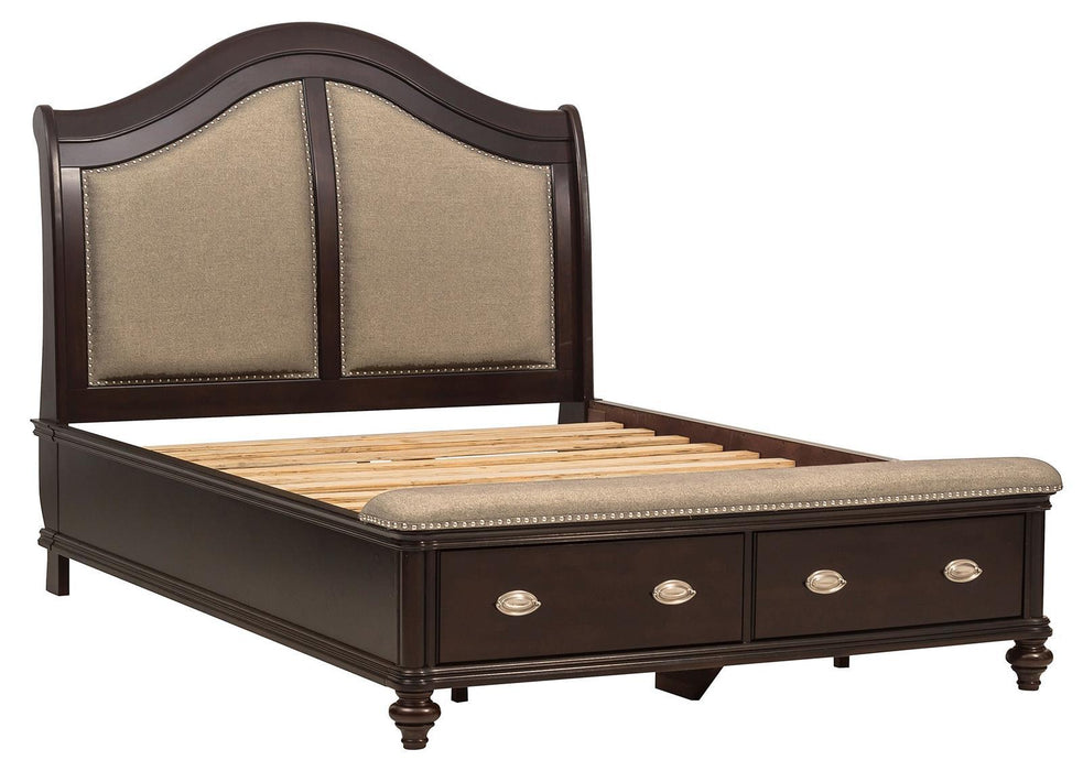 Marston Queen Sleigh Storage Bed in Dark Cherry 2615DC-1 - Home Furniture And More (Brentwood, MD)