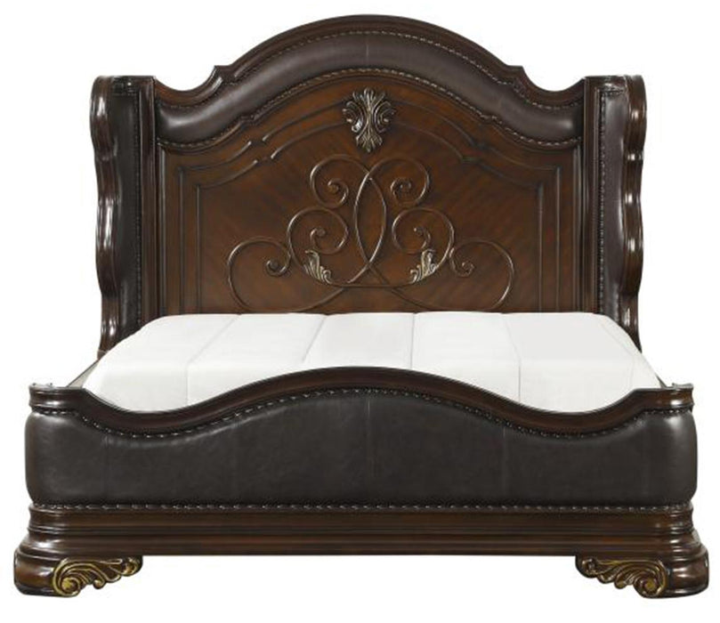 Royal Highlands Queen Upholstered Panel Bed in Rich Cherry 1603-1 - Home Furniture And More (Brentwood, MD)