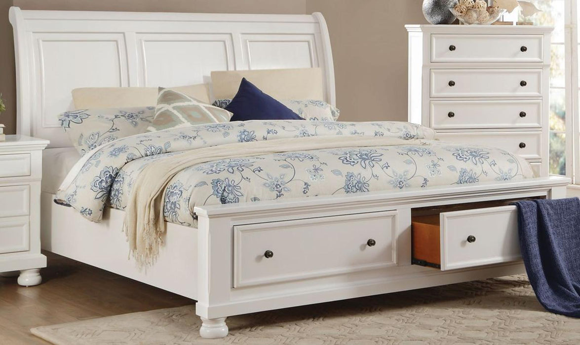 Laurelin Queen Sleigh Platform Storage Bed in White 1714W-1 - Home Furniture And More (Brentwood, MD)