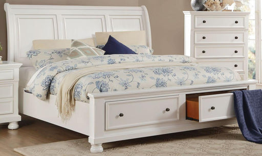Laurelin Queen Sleigh Platform Storage Bed in White 1714W-1 - Home Furniture And More (Brentwood, MD)
