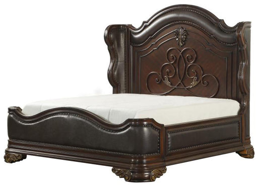 Royal Highlands Queen Upholstered Panel Bed in Rich Cherry 1603-1 - Home Furniture And More (Brentwood, MD)