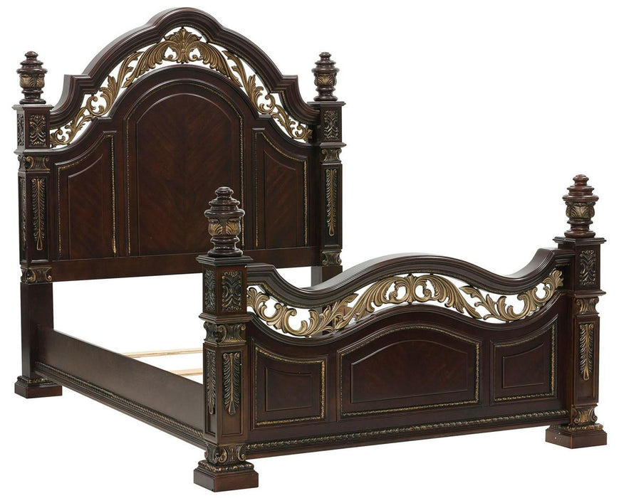 Catalonia Queen Poster Bed in Cherry 1824-1 - Home Furniture And More (Brentwood, MD)