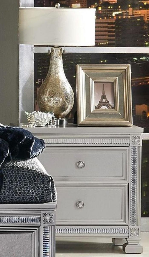 Bevelle 2 Drawer Nightstand in Silver 1958-4 - Home Furniture And More (Brentwood, MD)