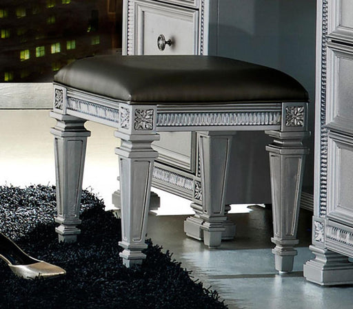 Bevelle Vanity Stool in Silver 1958-14 - Home Furniture And More (Brentwood, MD)