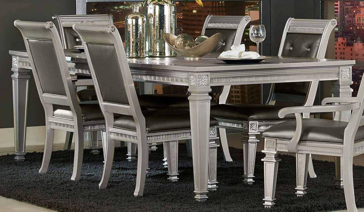 Bevelle Rectangular Dining Table in Silver 1958-96 - Home Furniture And More (Brentwood, MD)
