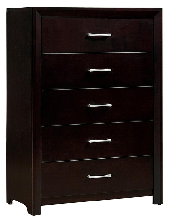 Edina 5 Drawer Chest in Espresso-Hinted Cherry 2145-9 - Home Furniture And More (Brentwood, MD)
