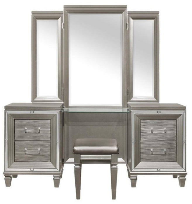 Tamsin 3pcs Vanity Dresser with Mirror in Silver Grey Metallic 1616-15 - Home Furniture And More (Brentwood, MD)