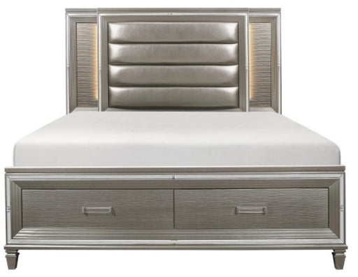 Tamsin Queen Upholstered Storage Bed in Silver Grey Metallic 1616-1* - Home Furniture And More (Brentwood, MD)