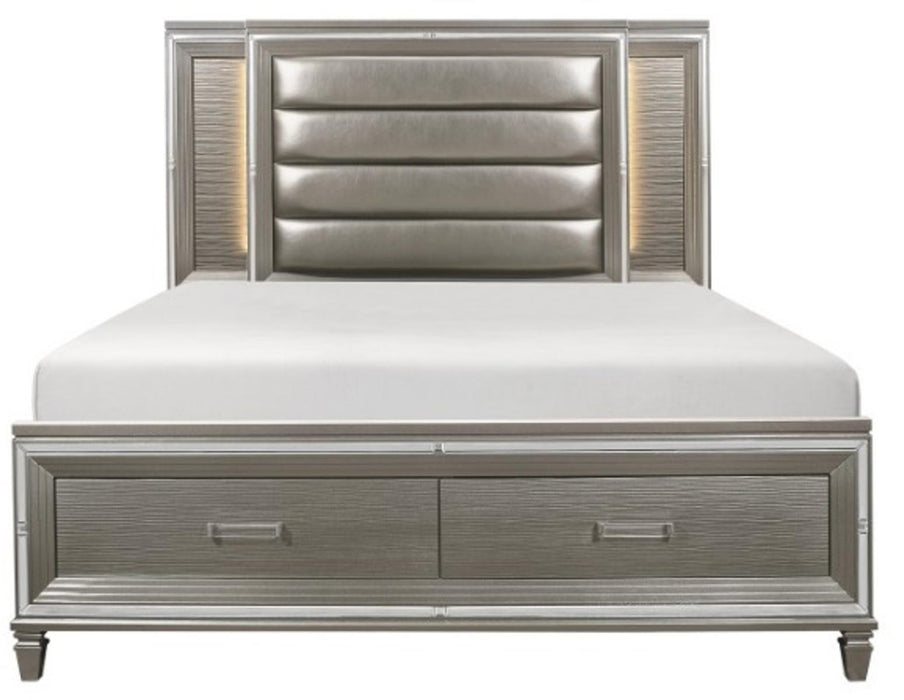 Tamsin Queen Upholstered Storage Bed in Silver Grey Metallic 1616-1* - Home Furniture And More (Brentwood, MD)