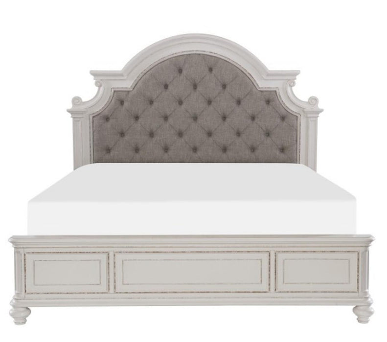 Baylesford Queen Upholstered Panel Bed in Antique White 1624W-1* - Home Furniture And More (Brentwood, MD)