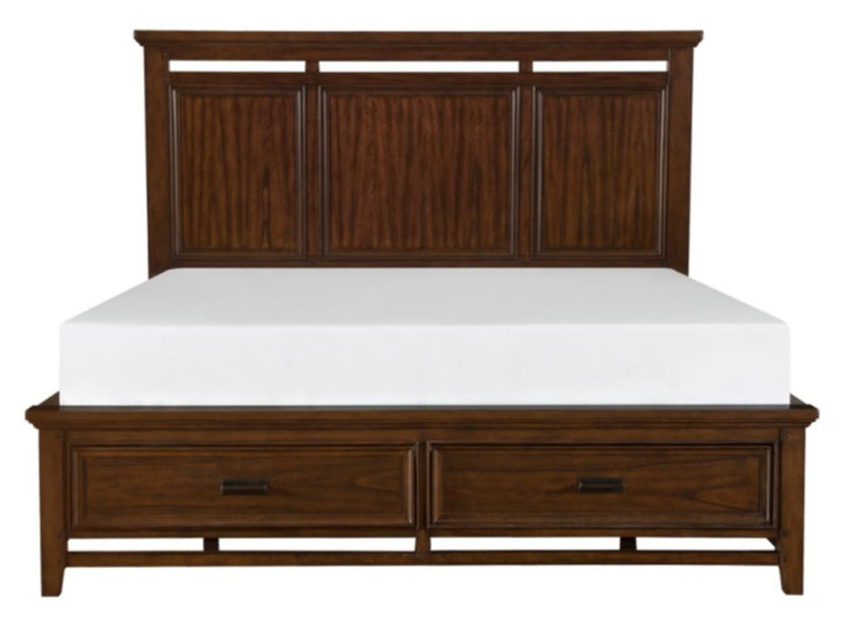 Frazier Queen Upholstered Storage Platform Bed in Dark Cherry 1649-1* - Home Furniture And More (Brentwood, MD)