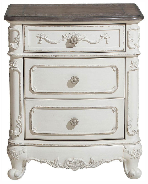Cinderella Night Stand in Antique White with Grey Rub-Through 1386NW-4 - Home Furniture And More (Brentwood, MD)