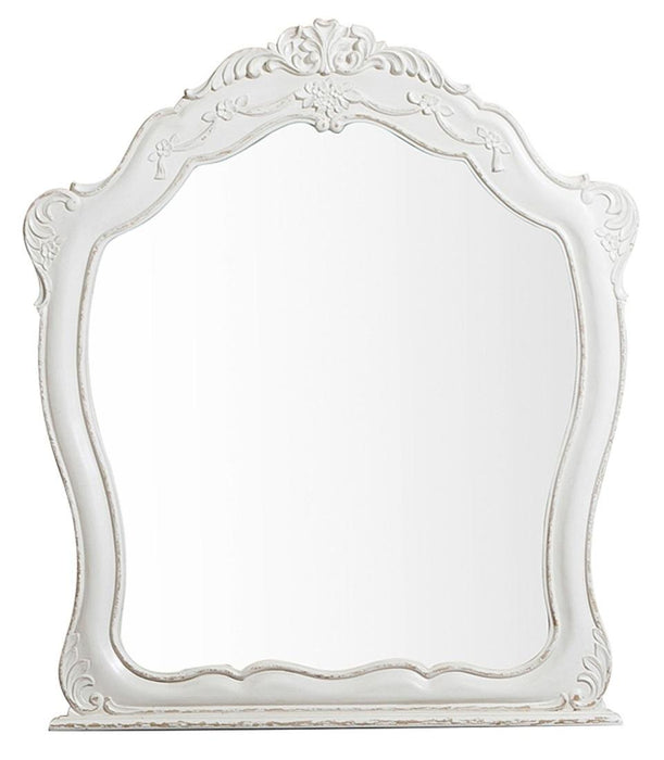 Cinderella Mirror in Antique White with Grey Rub-Through 1386NW-6 - Home Furniture And More (Brentwood, MD)