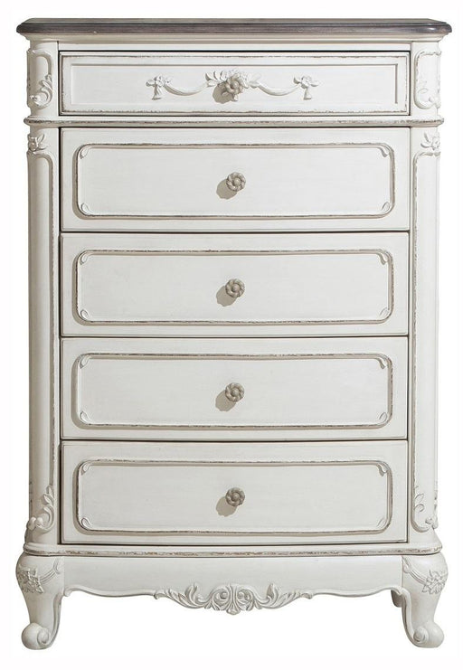 Cinderella 5 Drawer Chest in Antique White with Grey Rub-Through 1386NW-9 - Home Furniture And More (Brentwood, MD)