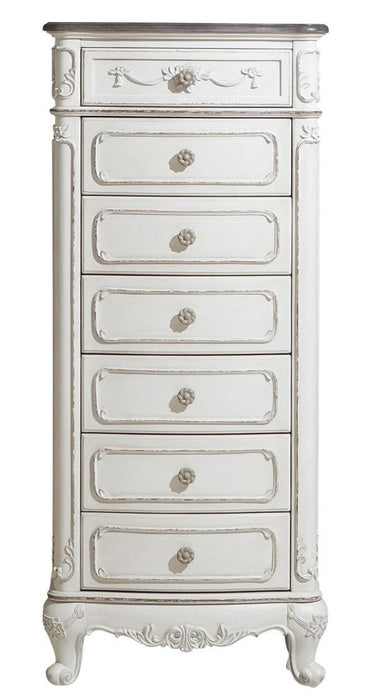 Cinderella 7 Drawer Tall Chest Antique White with Grey Rub-Through 1386NW-12 - Home Furniture And More (Brentwood, MD)