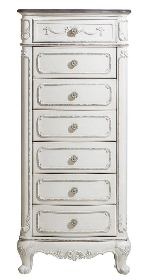 Cinderella 7 Drawer Tall Chest Antique White with Grey Rub-Through 1386NW-12 - Home Furniture And More (Brentwood, MD)