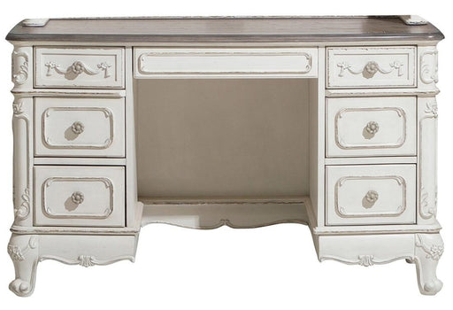 Cinderella Writing Desk in Antique White with Grey Rub-Through 1386NW-11 - Home Furniture And More (Brentwood, MD)