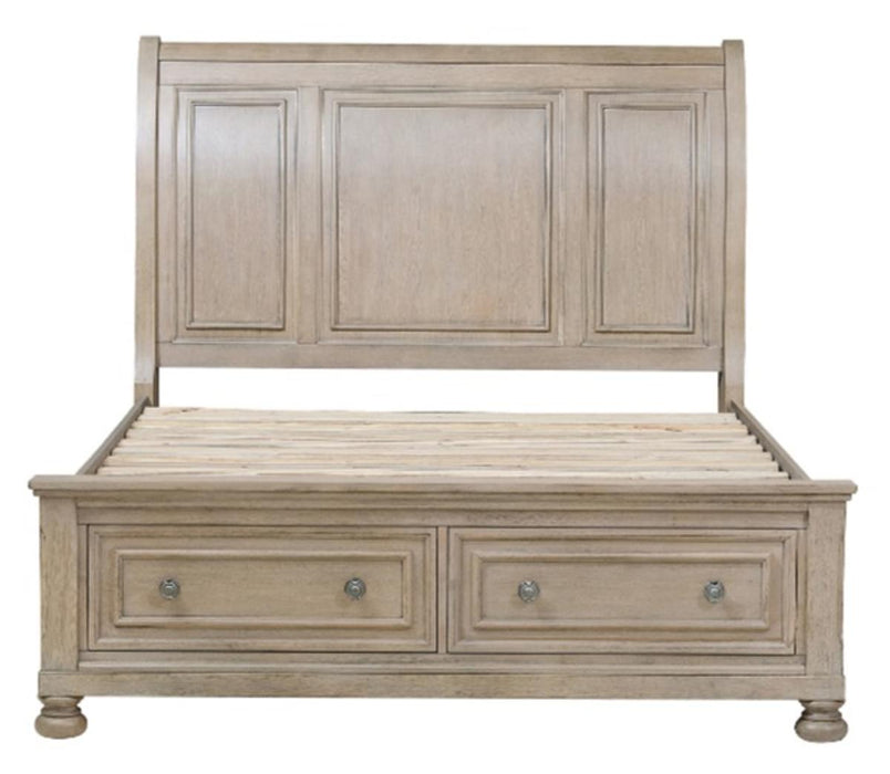 Bethel Queen Sleigh Platform Bed with Footboard Storage in Gray 2259GY-1*