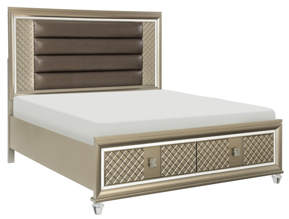 Loudon King Platform with Storage Bed in Champagne Metallic 1515K-1EK* - Home Furniture And More (Brentwood, MD)