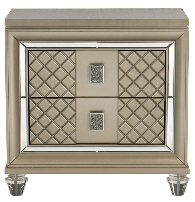 Loudon 2 Drawer Nightstand in Champagne Metallic 1515-4 - Home Furniture And More (Brentwood, MD)