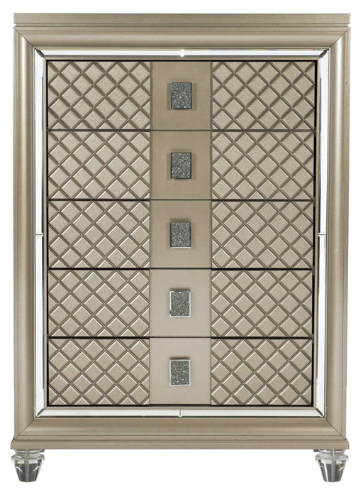 Loudon 5 Drawer Chest in Champagne Metallic 1515-9 - Home Furniture And More (Brentwood, MD)