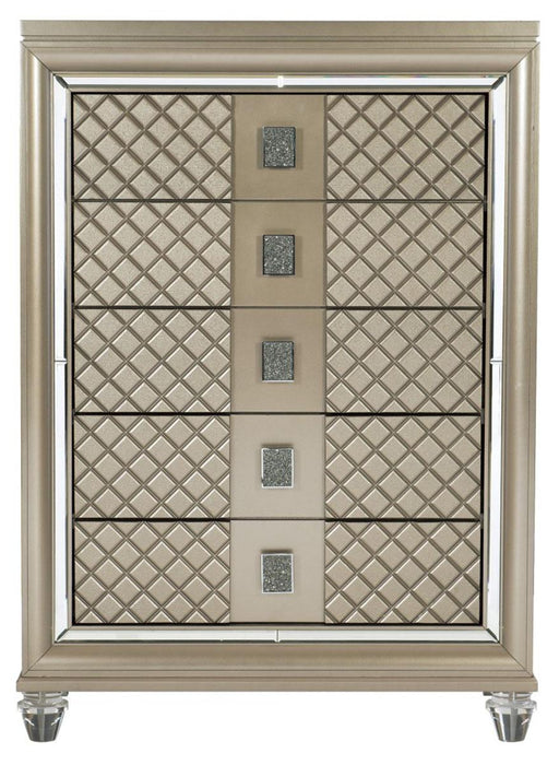 Loudon 5 Drawer Chest in Champagne Metallic 1515-9 - Home Furniture And More (Brentwood, MD)