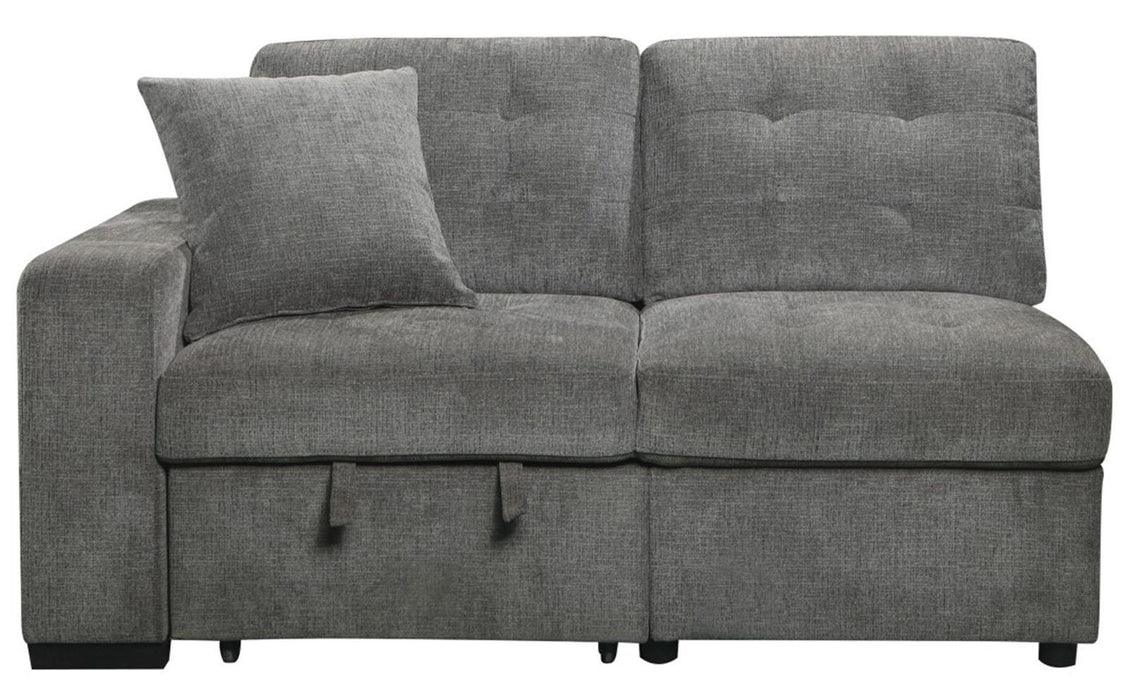 Logansport Left Side 2-Seater with Pull-out Ottoman and 1 Pillow in Gray 9401GRY-2L - Home Furniture And More (Brentwood, MD)