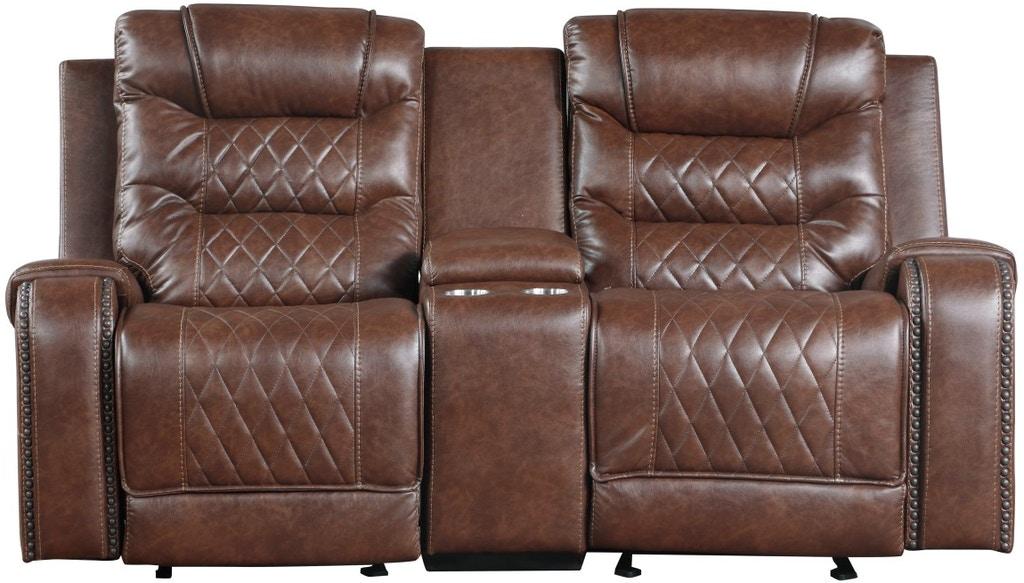 Putnam Double Glider Reclining Loveseat in Brown 9405BR-2 - Home Furniture And More (Brentwood, MD)