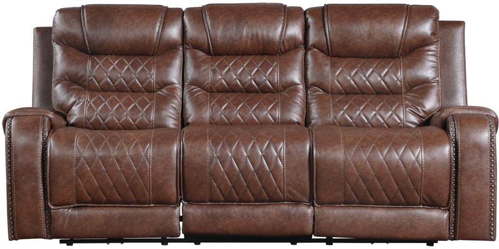 Putnam Double Reclining Sofa with Drop-Down in Brown 9405BR-3 - Home Furniture And More (Brentwood, MD)