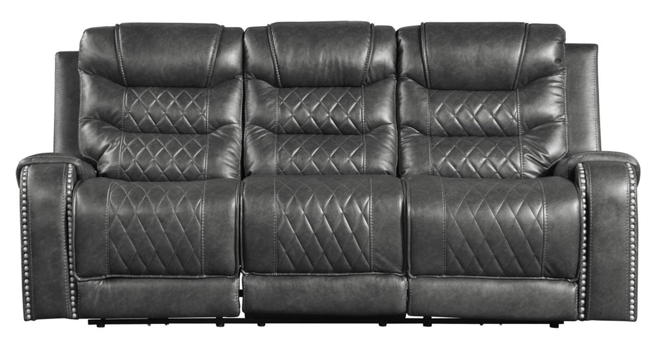 Putnam Double Reclining Sofa with Drop-Down in Gray 9405GY-3 - Home Furniture And More (Brentwood, MD)