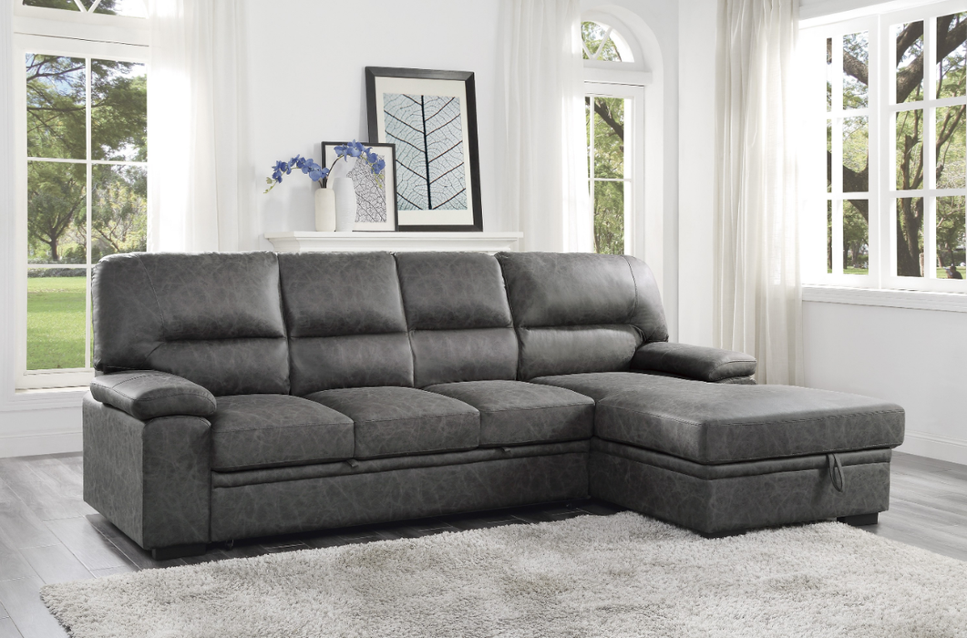 Michigan Sectional with Pull Out Bed and Right Chaise in Dark Gray 9407DG*2RC3L - Home Furniture And More (Brentwood, MD)